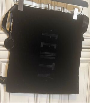 Fenty x Puma Satin Ribbon Drawstring Velour Velvet Dust Bag Black Medium NWT